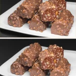 Postre de chocolate con nueces en un plato decorado