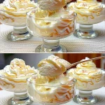 Postre italiano de piña y plátano en un plato decorativo