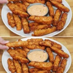 Pollo empanizado dorado y crujiente servido en un plato