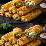 Rollos de espinaca y queso extra crujientes recién horneados