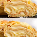 Roulade con pudín decorado en un plato elegante