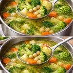 Tazon de sopa de brócoli fresca y saludable