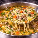 Receta de sopa de carne picada con verduras frescas
