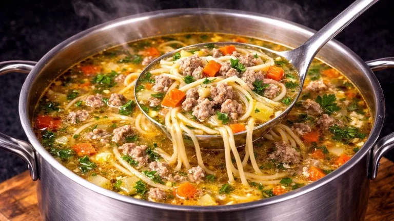 Receta de sopa de carne picada con verduras frescas