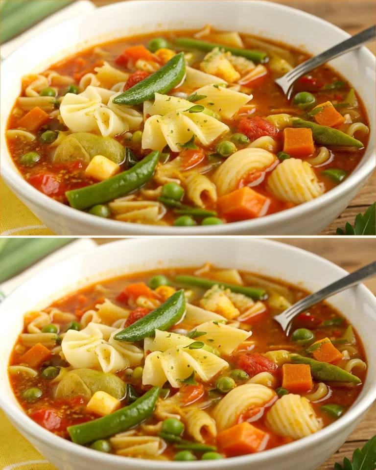 Tazón de sopa de verduras fresca con ingredientes coloridos.