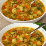 Sopa quemadora de grasa fresca y saludable en un tazón.