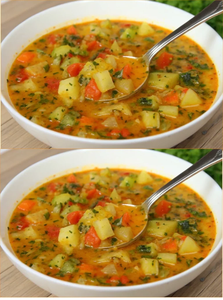 Sopa quemadora de grasa fresca y saludable en un tazón.