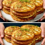 Tarta de huevos, patatas y queso recién horneada en un plato