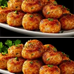 Tortitas de atún doradas y crujientes servidas con ensalada.