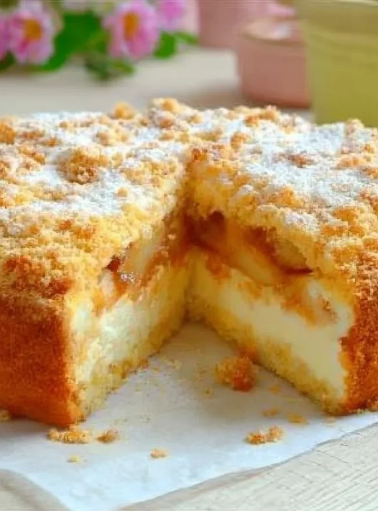 Tarta de manzana con crema soufflé que se derrite en la boca.