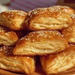 Pastel de hojaldre crujiente decorado con frutas y crema