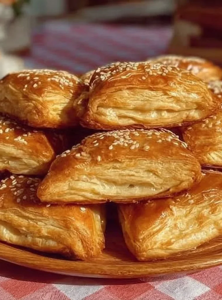 Pastel de hojaldre crujiente decorado con frutas y crema