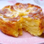 Tarta de manzana cremosa recién horneada con trozos de manzana